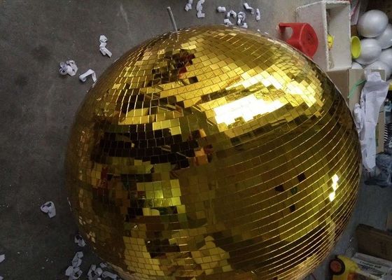 120CM गोल्डन मिरर बॉल डिस्को स्टेज लाइट्स रोटेटिंग बॉल