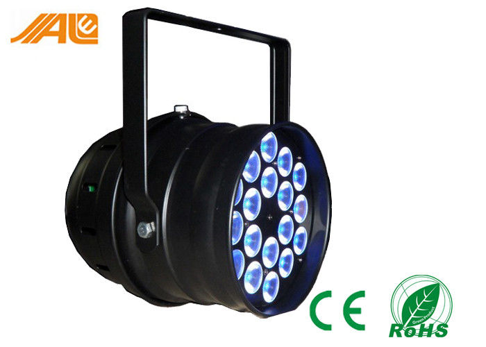 इंडोर 18 x 3W / 9W आरजीबी 3in1 एलईडी par सकते रोशनी एलईडी PAR 64 DMX स्टेज डिस्को के लिए दीपक